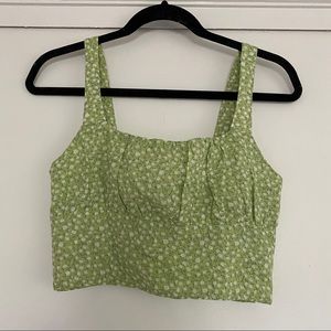 Green Floral Tank Top
